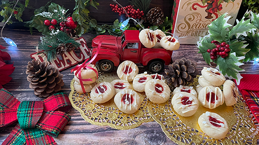 Photo of Chocolate Drizzled Strawberry Jam Shortbread