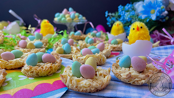 Photo of completed Adorable Easter Egg Nest Cookies