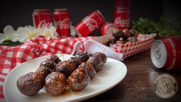 Photo of completed Air Fryer Baked Coca-Cola BBQ Sirloin Beef Meatballs