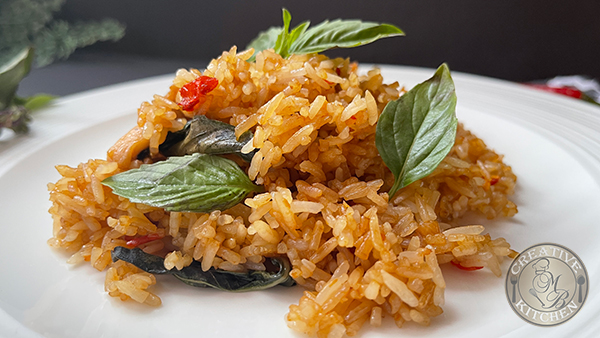 Photo of completed Spicy Thai Basil Fried Rice