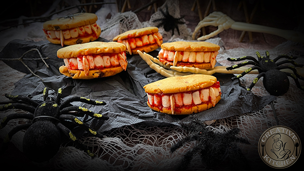 Photo of completed Spookylicious Dracula’s Dentures Cookies