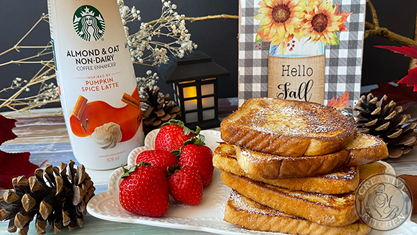 Photo of completed Starbucks Pumpkin Spice Latte French Toast