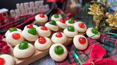 Christmas Maraschino Cherry Whipped Shortbreads